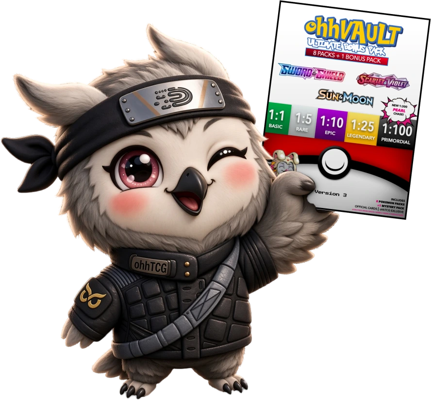 An Owlie holding the real ohhVAULT Pearl Pack 3.0
